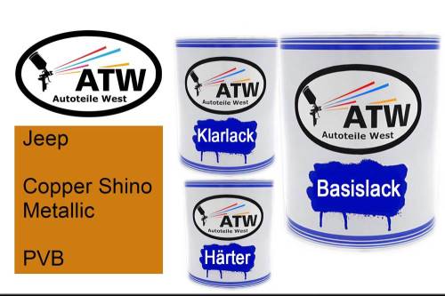 Jeep, Copper Shino Metallic, PVB: 1L Lackdose + 1L Klarlack + 500ml Härter - Set, von ATW Autoteile West.